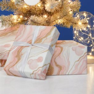 Elegante roze en roze gouden folie marmer cadeaupapier