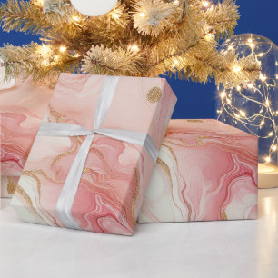 Elegante roze en roze gouden folie marmer cadeaupapier