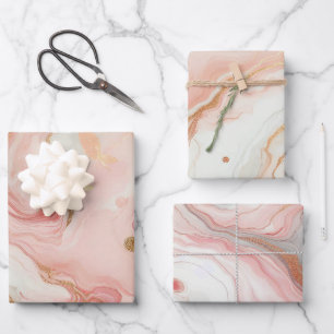 Elegante roze en roze gouden folie marmer inpakpapier vel