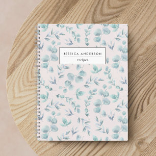 Elegante Roze en Salie Eucalyptus Receptenboek Notitieboek