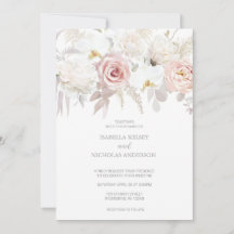 Elegante roze en witte bloem bruiloft uitnodiginge