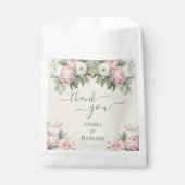 Elegante roze en witte bloemenmoslim bruiloft bedankzakje (Voorkant)