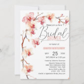 Elegante Roze en Witte Orchidee Bruidsborrel Kaart (Voorkant)