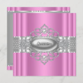 Elegante roze en witte Quinceanera uitnodigingen (Voorkant / Achterkant)