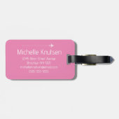 Elegante Roze en Witte Reizen Wereldkaart, Vliegtu Bagagelabel (Achterkant horizontaal)