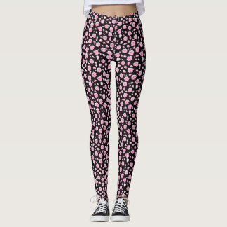 Elegante roze en witte rozen leggings