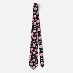 Elegante roze en witte rozen Stropdas