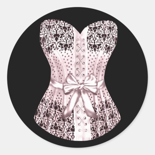 Elegante Roze en Zwarte Corset Stickers (Voorkant)