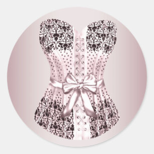 Elegante Roze en Zwarte Korset Stickers