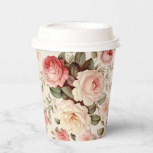 Elegante roze Engelse Rozen Papieren Bekers