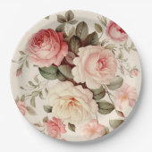 Elegante roze Engelse Rozen Papieren Bordje (Voorkant)