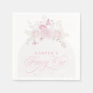 Elegante Roze Fancy Eerste Verjaardagsfeestje Servet