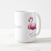 Elegante roze flamingo en Rozen naam Mok (Voorkant rechts)