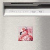 Elegante roze flamingo met parels en veren magneet (Insitu (Vaatwasser))