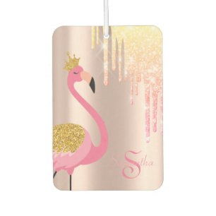 Elegante Roze Flamingo, Roze Goud, Glitterdruppels Luchtverfrisser