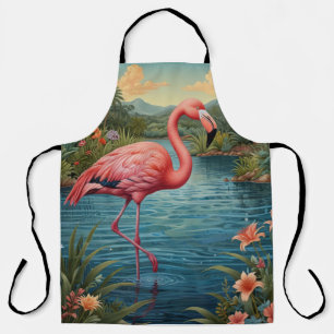 Elegante roze flamingo tropisch paradijs lagune schort