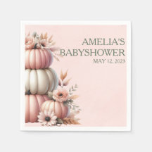 Elegante roze floral herfst pompoen baby shower