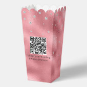 Elegante Roze Folie & Diamant Bruiloft Popcorn Bedankdoosjes (Achterkant)