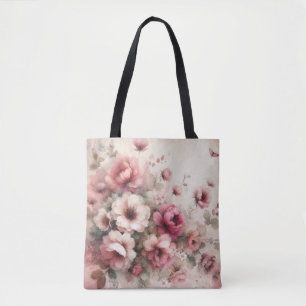 Elegante roze geïnspireerde Waterverf Bloemen Draagtas