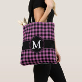 Elegante Roze Geruite Monogram Draagtas (Dichtbij)