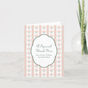 Elegante roze gestreepte bloemen Baby shower Dank Bedankkaart