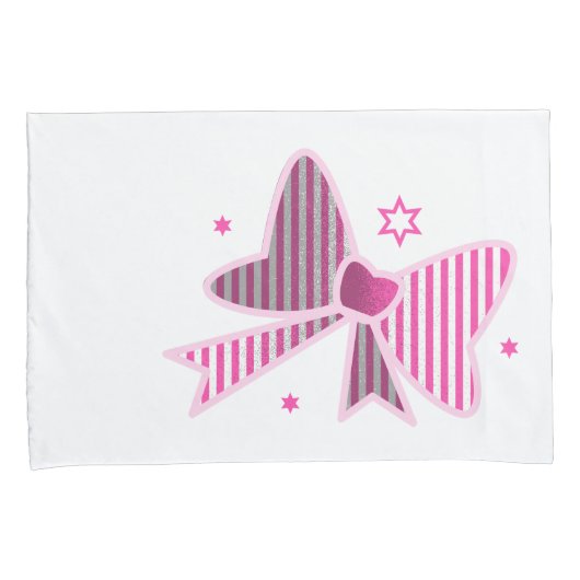 Elegante Roze Gestreepte Boog met Sterren Kussen H Kussensloop (Voorkant-Rechts)