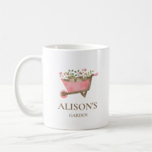 Elegante Roze Gingham Waterverf Tuin Mok