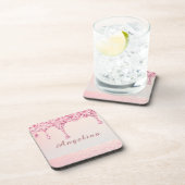 Elegante Roze Glam Glitter Drip Bier Onderzetter (Rechterzijde)