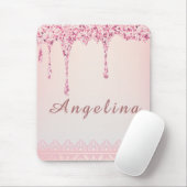 Elegante Roze Glam Glitter Drip Muismat (Met muis)