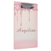 Elegante Roze Glam Glitterspuitend Klembord (Rechts)