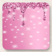 Elegante roze glinster druppel onderzetter (Voorkant)