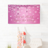 Elegante roze glinsterende drup vrijgezellenfeest spandoek (Insitu)