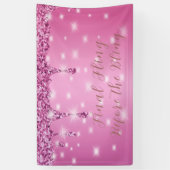 Elegante roze glinsterende drup vrijgezellenfeest spandoek (Verticaal)