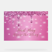 Elegante roze glinsterende druppel vrijgezellenfee acryl bord (Voorkant)