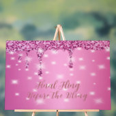 Elegante roze glinsterende druppel vrijgezellenfee acryl bord (Neutraal)