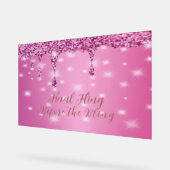 Elegante roze glinsterende druppel vrijgezellenfee acryl bord (Hoek)