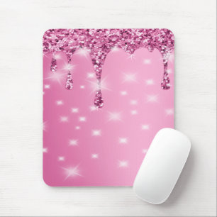 Elegante Roze Glitter Drip Muismat
