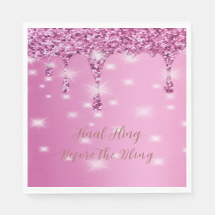 Elegante Roze Glitter Druipende Bruidsfeest Servet