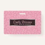 Elegante roze glitter en zwart zilveren accenten badge (Achterkant)