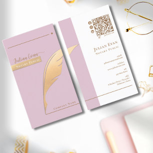 Elegante Roze Glitter Gold Quill Notaris Openbare Visitekaartje