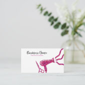 Elegante roze glitter haardroger kapper afsprakenkaartje (Staand voorkant)