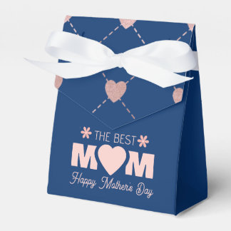 Elegante Roze Glitter Hartpatroon Marine Beste Mam Bedankdoosjes