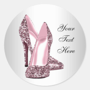 Elegante roze glitter hoge hak schoen ronde sticker