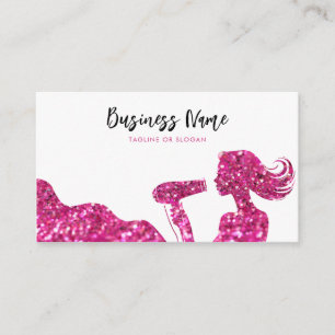 Elegante Roze Glitter Lady Kapper Afsprakenkaartje