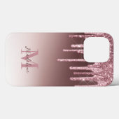 Elegante Roze Glitter Monogram Case-Mate iPhone Case (Achterkant (horizontaal))