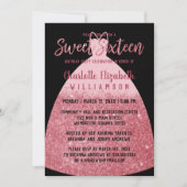 Elegante roze glitter prinses jurk zoet 16 kaart (Voorkant)