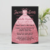 Elegante roze glitter prinses jurk zoet 16 kaart (Staand voorkant)