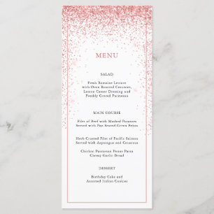 Elegante roze glitter speciale gelegenheid menu