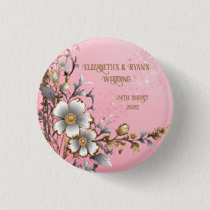 Elegante Roze Glitter Trouwachtergrond Ronde Button 3,2 Cm