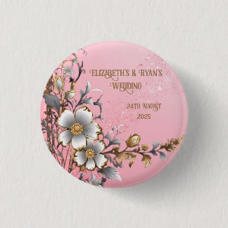 Elegante Roze Glitter Trouwachtergrond Ronde Button 3,2 Cm